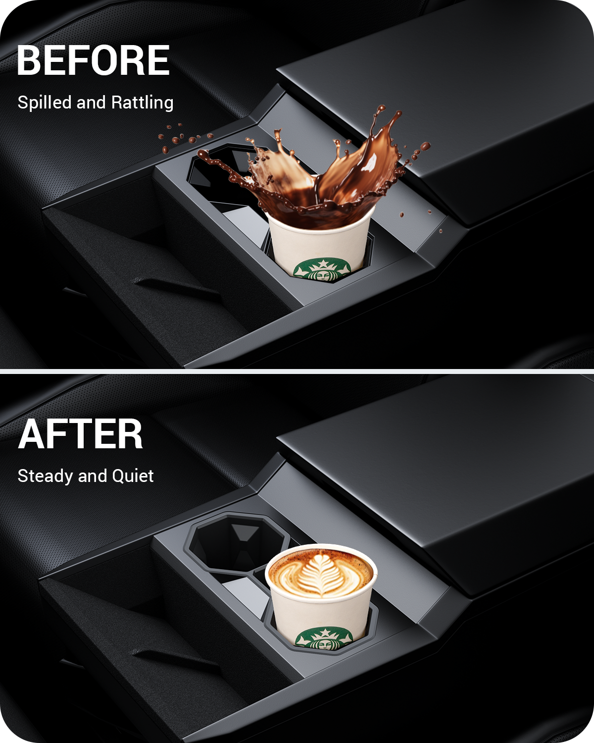 2024-2026 Tesla Cybertruck Cup Holder Insert - Carbon Silicone Non-Slip - Image 4