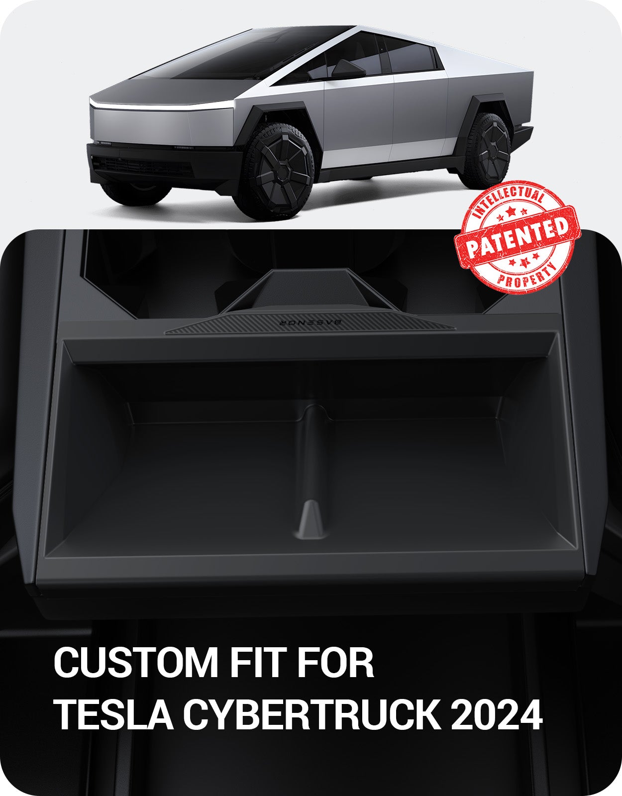 BASENOR 2024 Tesla Cybertruck Wireless Charger Mat Carbon Fiber