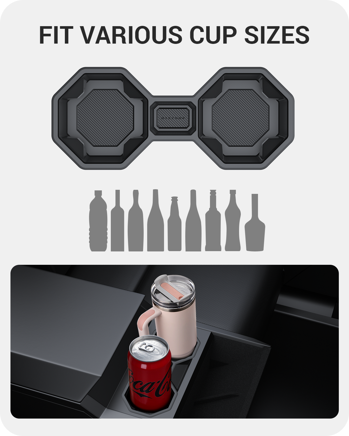 2024-2026 Tesla Cybertruck Cup Holder Insert - Carbon Silicone Non-Slip - Image 5