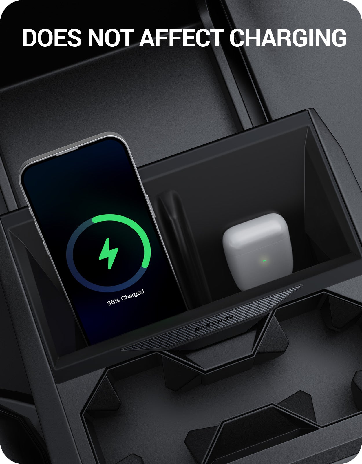 BASENOR 2024 Tesla Cybertruck Wireless Charger Mat Carbon Fiber