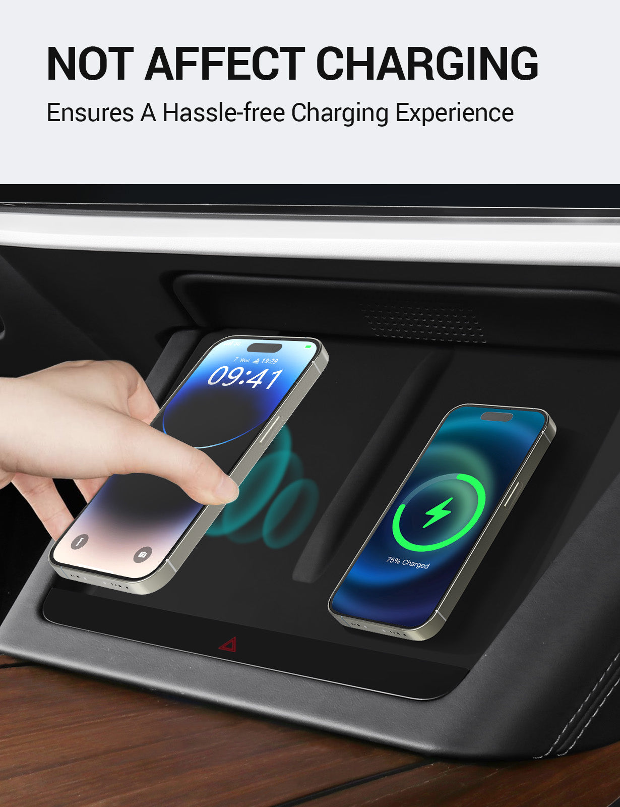 BASENOR 2022-2025 Tesla Model S Model X Center Console Wireless Charger Mat Silicone Mat Wireless Charging Phone Pad for Model S/Model S Plaid Model X/Model X Plaid Interior Accessories