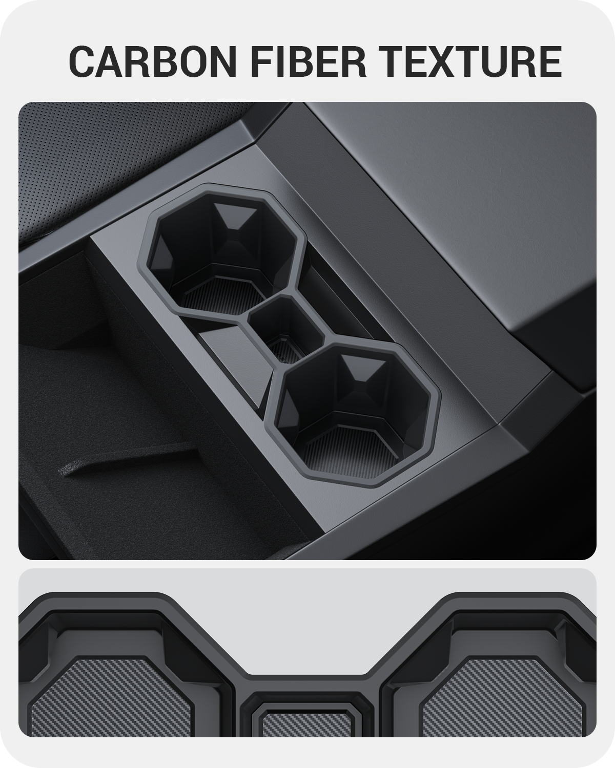 2024-2026 Tesla Cybertruck Cup Holder Insert - Carbon Silicone Non-Slip - Image 6