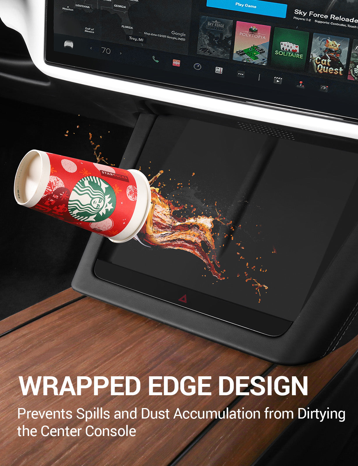 BASENOR 2022-2025 Tesla Model S Model X Center Console Wireless Charger Mat Silicone Mat Wireless Charging Phone Pad for Model S/Model S Plaid Model X/Model X Plaid Interior Accessories