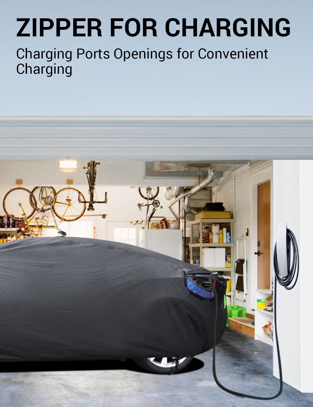 BASENOR Tesla Model 3 Car Cover All-Weather UV Protection Full Exterior Accessories with Charge Port Opening & Ventilated Mesh for Model 3 2017-2023