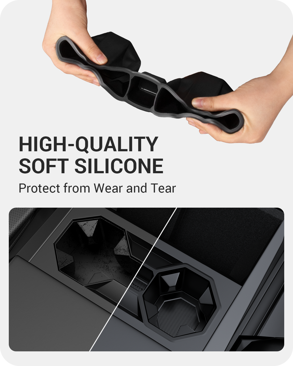 2024-2026 Tesla Cybertruck Cup Holder Insert - Carbon Silicone Non-Slip - Image 7