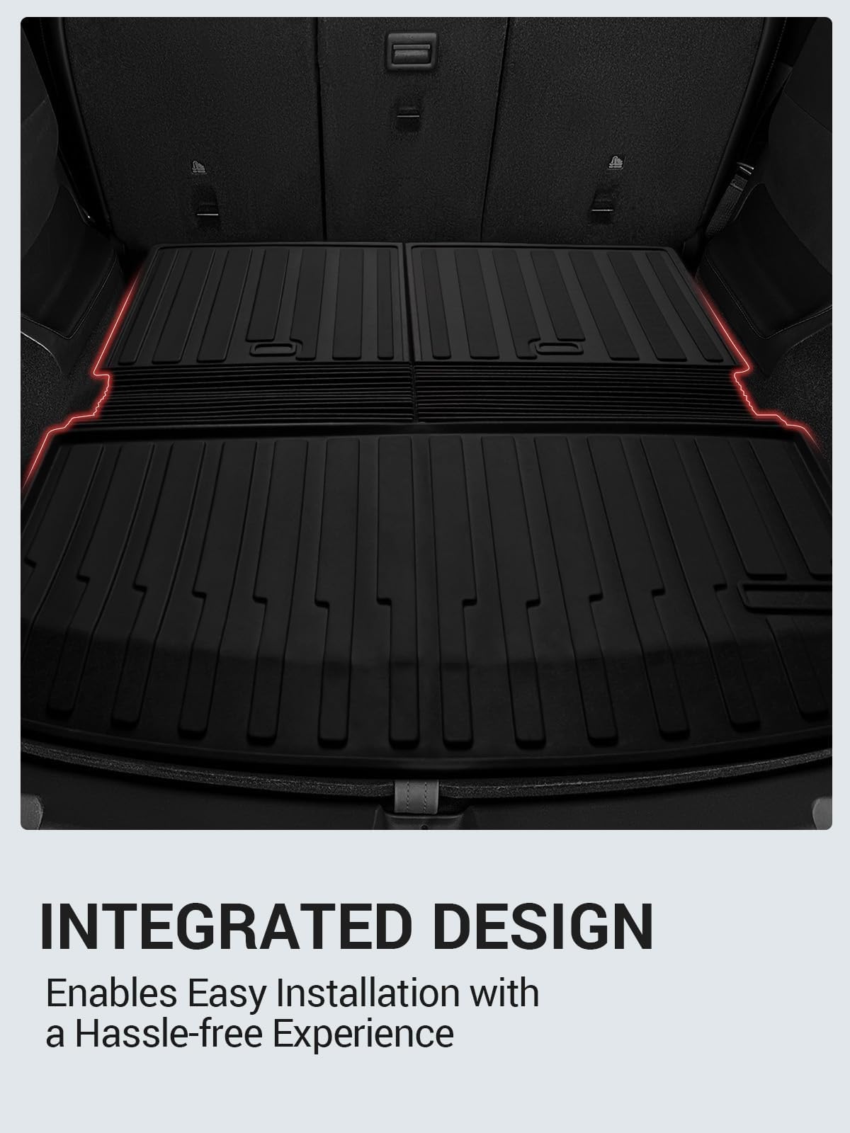 BASENOR 2020-2024 Tesla Model Y Rear Trunk Mat with Backrest Mats TPE Waterproof All-Weather Protect Cargo Liner for 7 Seat Model Y Black