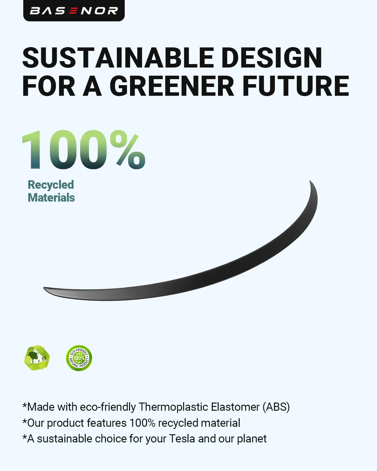 BASENOR Spoiler for 2020-2024 Tesla Model Y Rear Spoiler Wing ABS Material OEM Rear Trunk Lip Model Y Accessories Matte Black Custom Fit 2020-2024