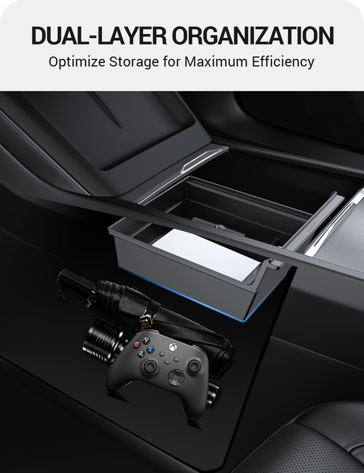 BASENOR 4PCS Center Console Organizer for 2025 2026 Model Y Juniper 2024 2025 Tesla 3 Highland