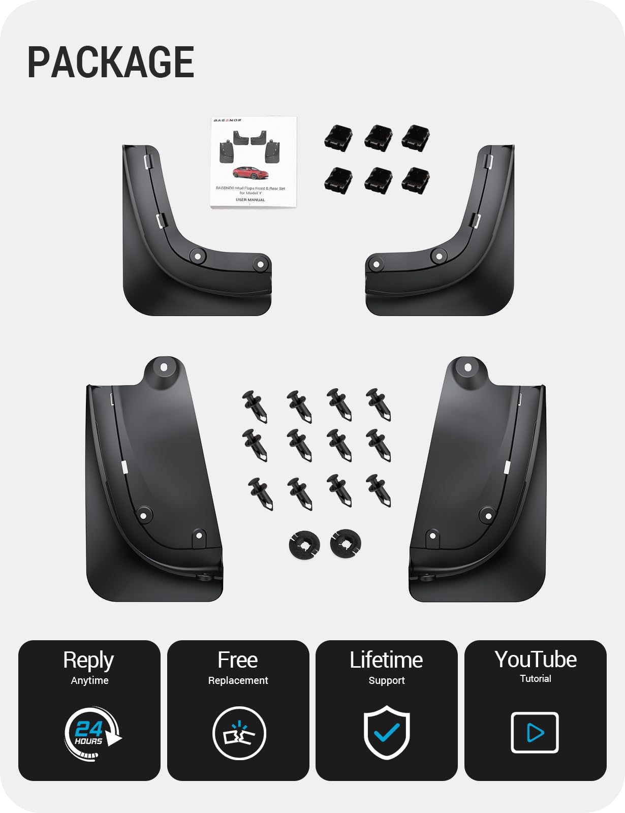 BASENOR 2025-2026 Tesla Model Y Juniper Mud Flaps