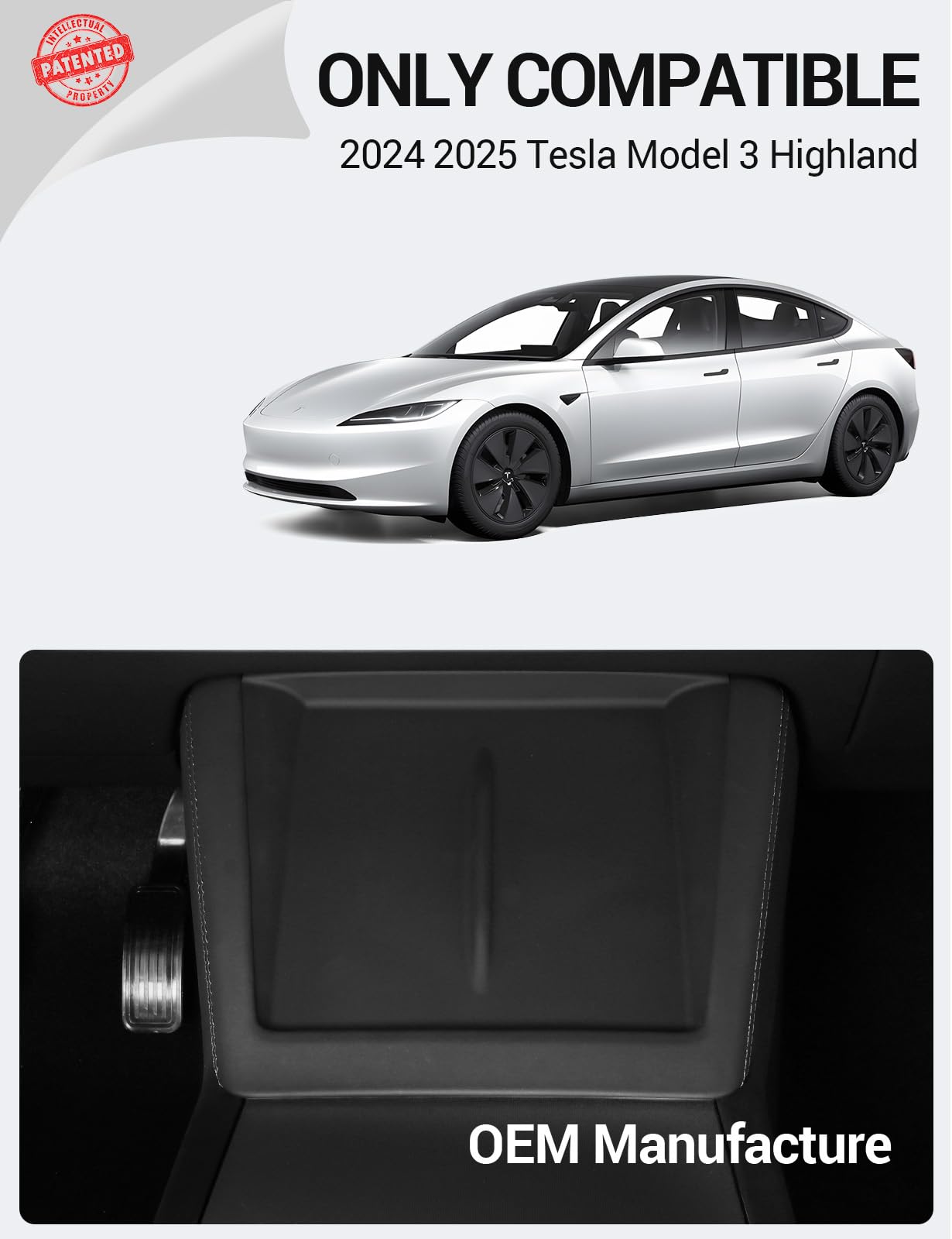 BASENOR Upgrade Center Console Wireless Charger Mat for 2024 2025 Model 3 Highland Silicone Cover Wireless Charging Phone Pad Interior Accessories