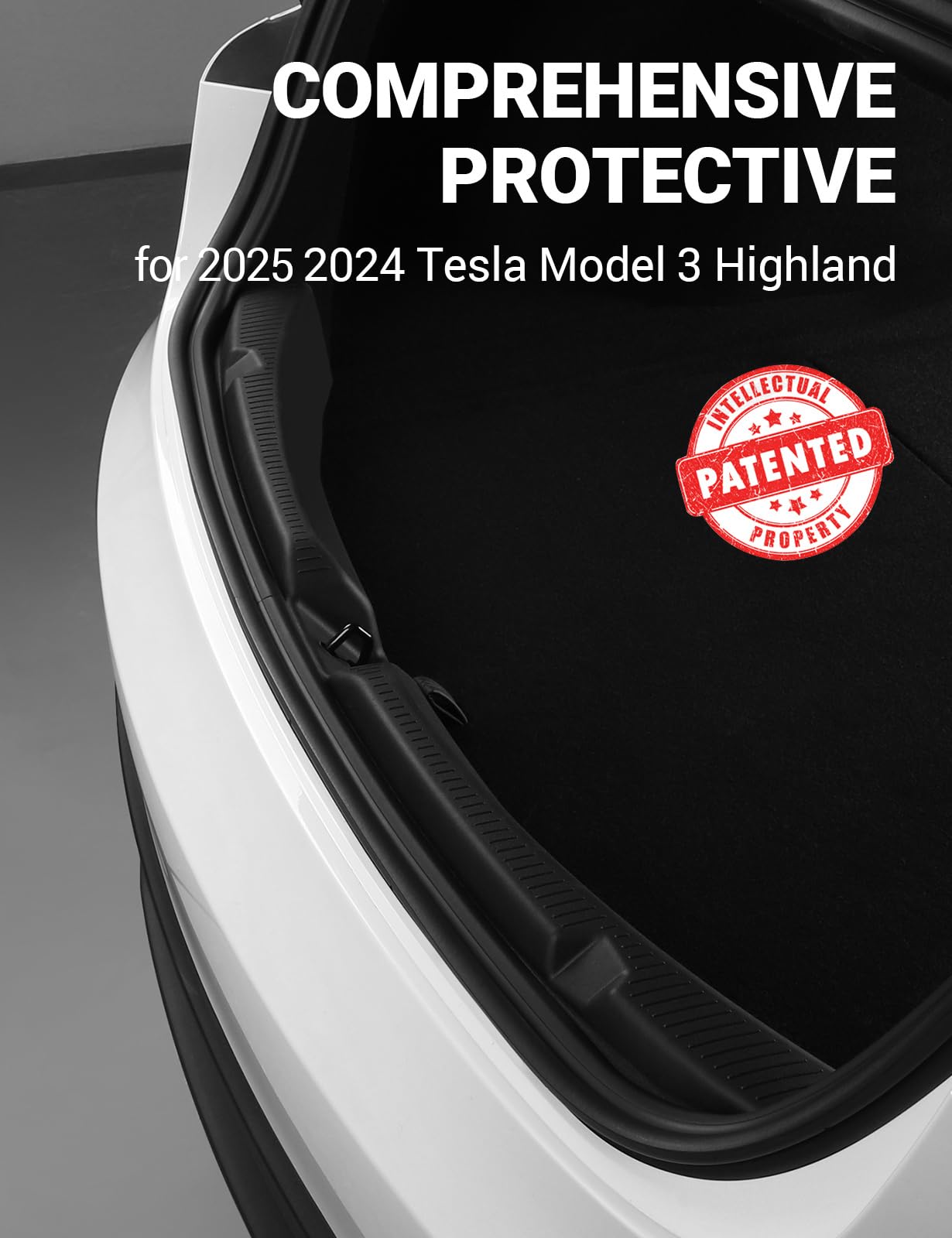 BASENOR 2025 Upgrade Tesla Model 3 Highland Rear Bumper Guard Protector TPE Trunk Bumper Sill Cover Model 3 2024 2025 Interior Accessories