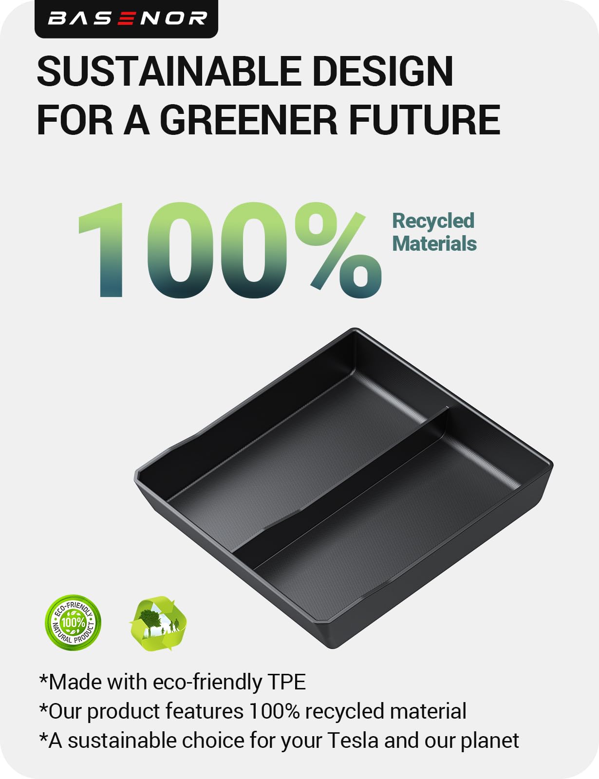 BASENOR Upgraded 2024 2025 Tesla Model 3 Highland Lower Center Console Organizer Tray, Bottom Console Storage Box Pad Refresh Interior Accessories