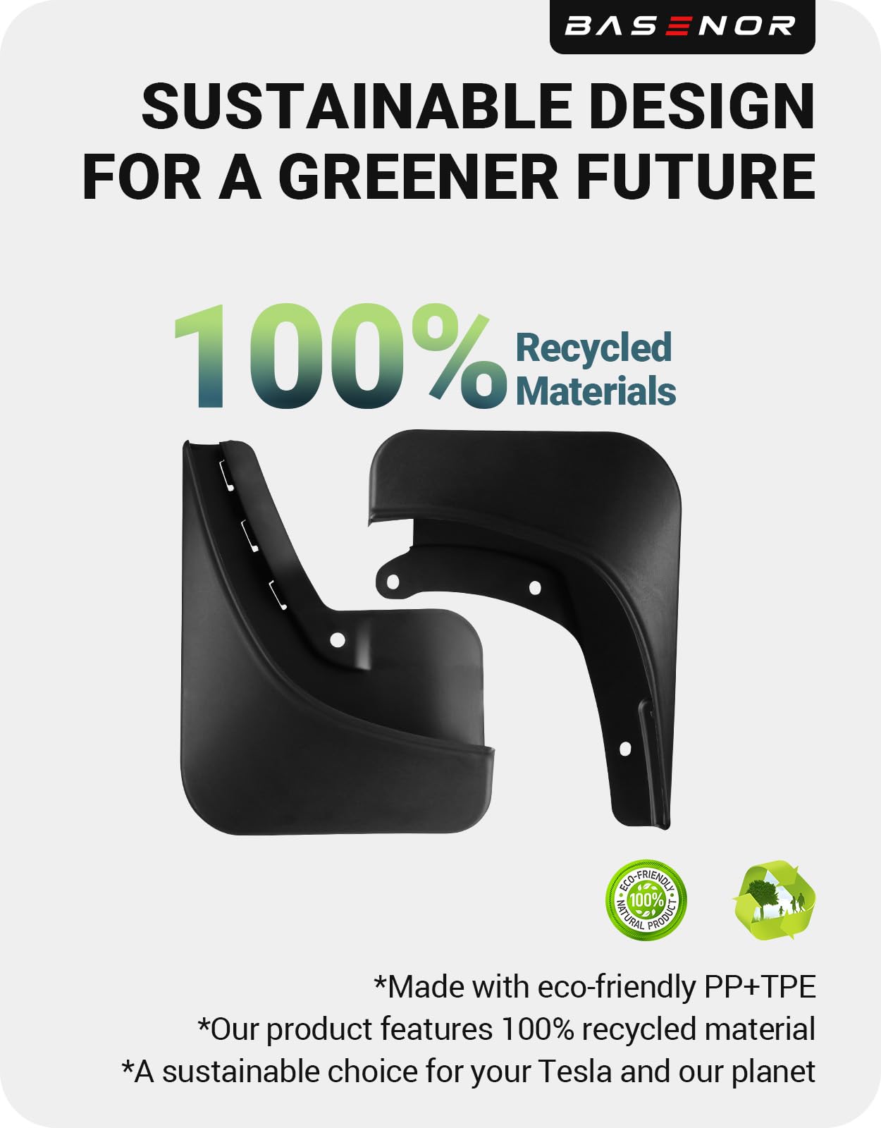 BASENOR Upgraded 2024 2025 Tesla Model 3 Highland Mud Flaps Splash Guards Fenders No Drilling No Tape Mudflaps All Weather Protector Mudguards for Tesla Model 3 Exterior Accessories (Set of 4)