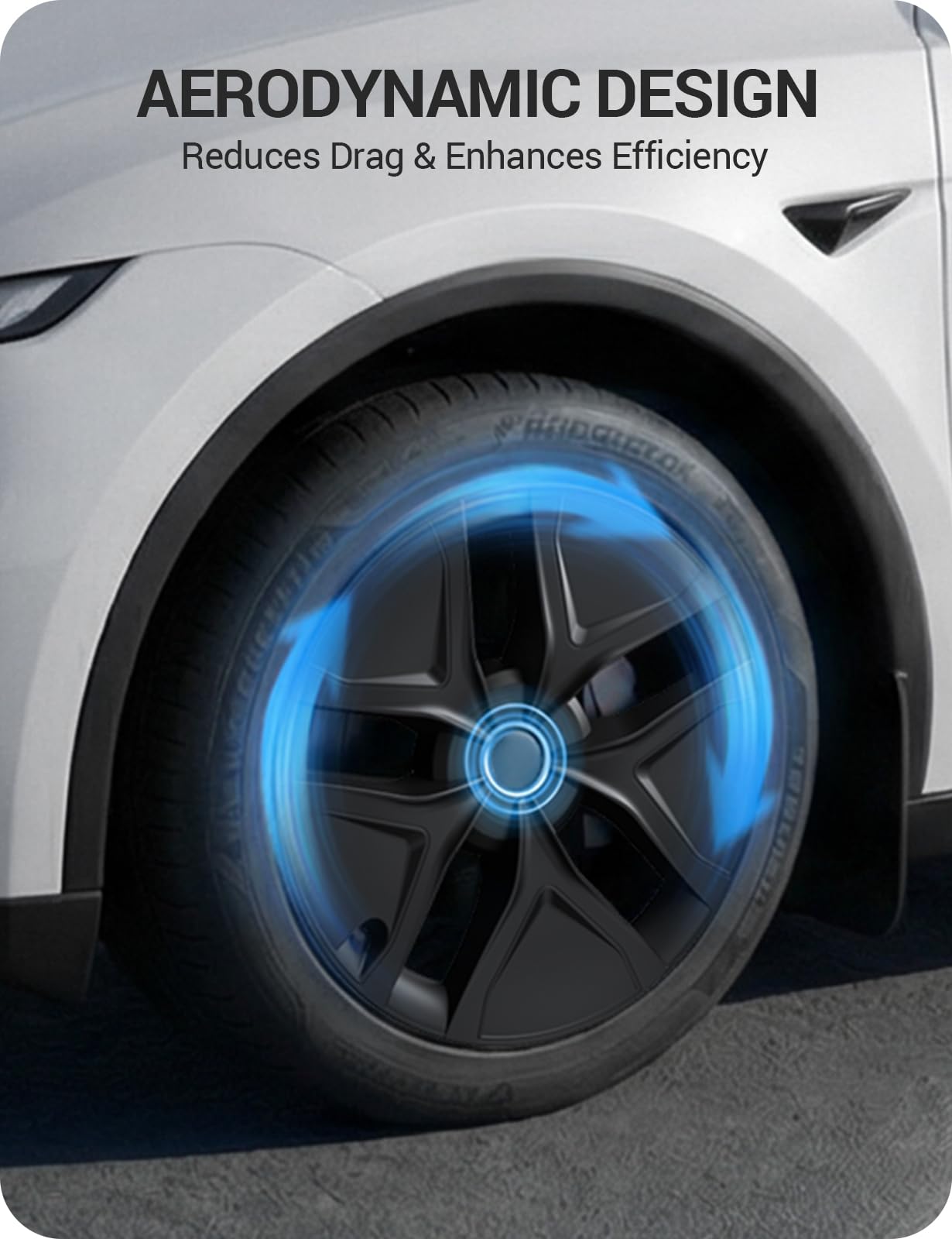 2025-2026 Tesla Model Y Juniper 19" Wheel Covers - Aerodynamic Hubcaps Matte Black | BASENOR