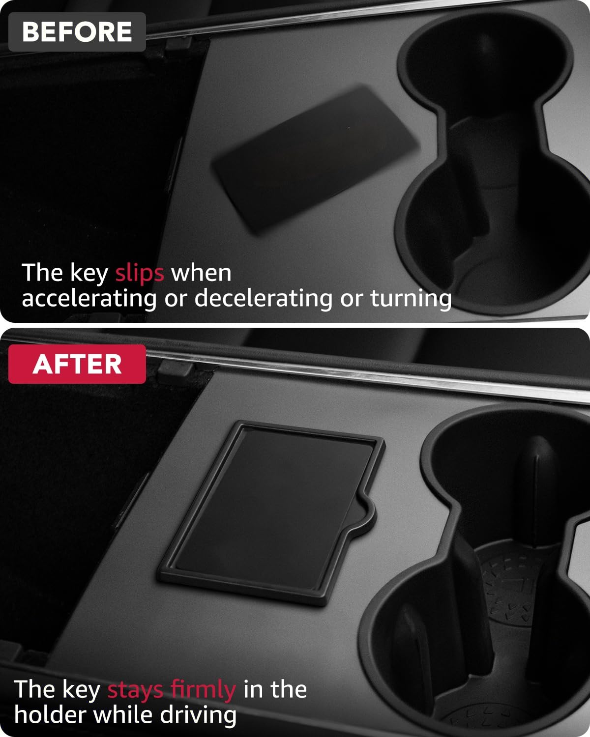 BASENOR Key Card Holder for 2017-2024 Tesla Model Y Model 3 Center Console Card Holder Key Protector Cover Custom Fit Model Y Model 3 Accessories