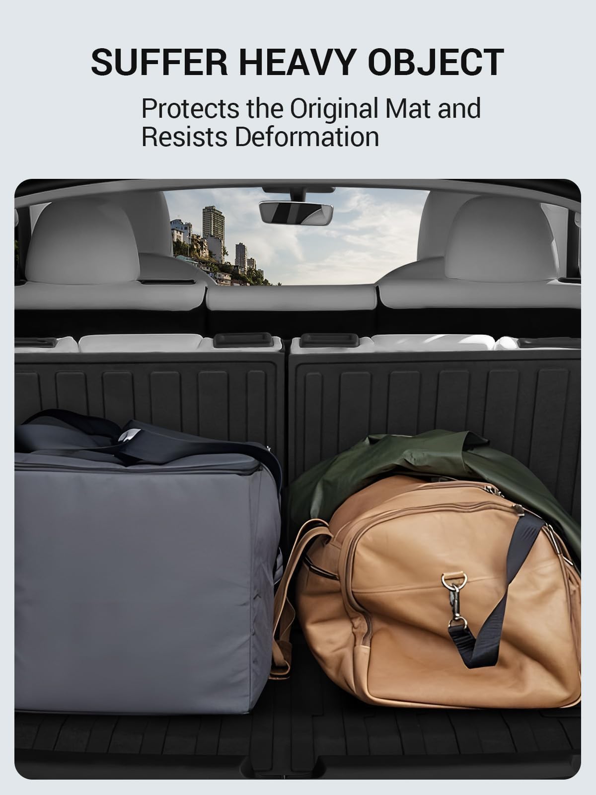 BASENOR 2020-2024 Tesla Model Y Rear Trunk Mat with Backrest Mats TPE Waterproof All-Weather Protect Cargo Liner for 7 Seat Model Y Black