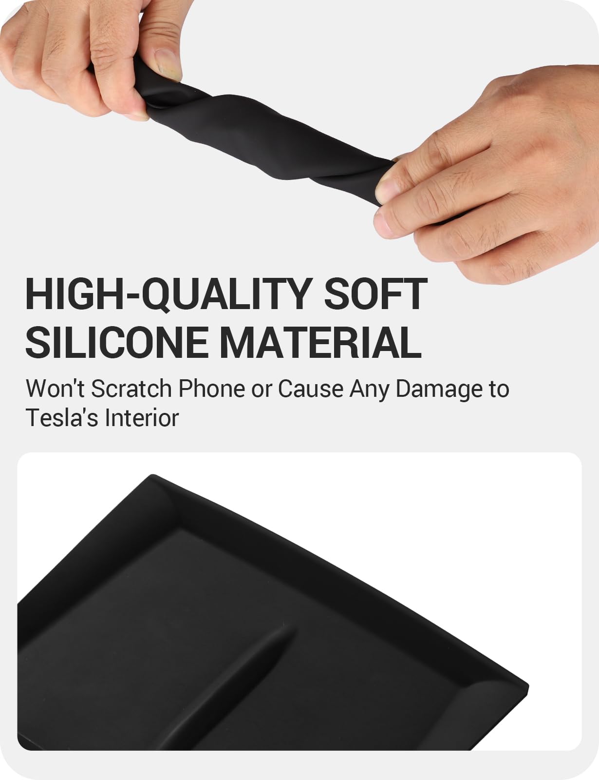 BASENOR Upgrade Center Console Wireless Charger Mat for 2024 2025 Model 3 Highland Silicone Cover Wireless Charging Phone Pad Interior Accessories