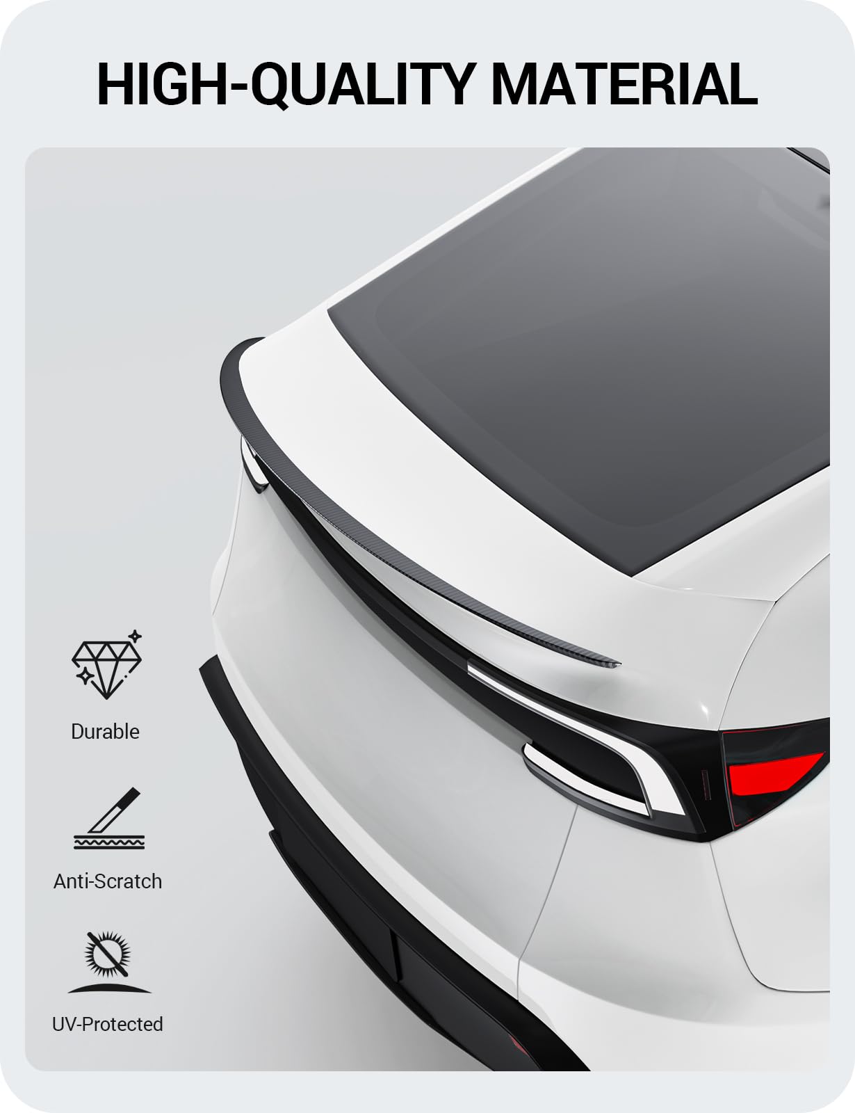 BASENOR 2025 2026 Tesla Model Y Rear Spoiler Wing ABS OEM Rear Trunk Lip Sporty Appearance Model Y Juniper Exterior Accessories Matte Carbon Fiber