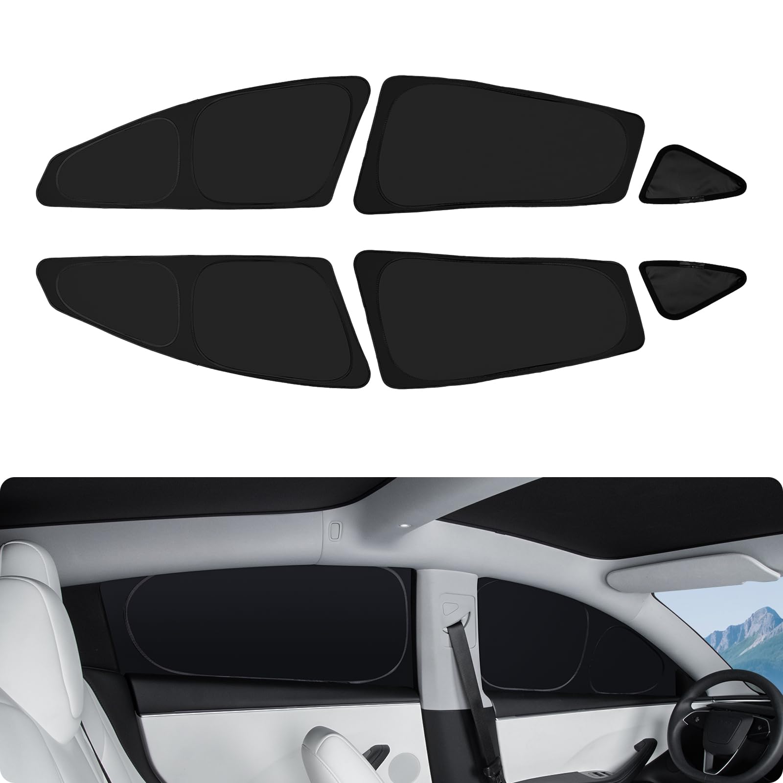 BASENOR 2017-2026 Tesla Model 3 Side Window Sunshade for Kids & Camping & Privacy Rest