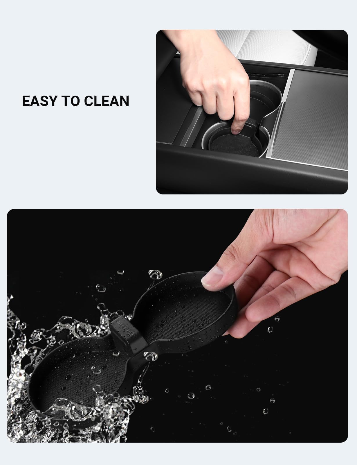 BASENOR 2024 2025 Tesla Model 3 Cup Holder Insert Mat for New Tesla Model Y 2025 Refresh (Juniper) TPE Center Console Mat for Model 3 Interior Accessories Highland