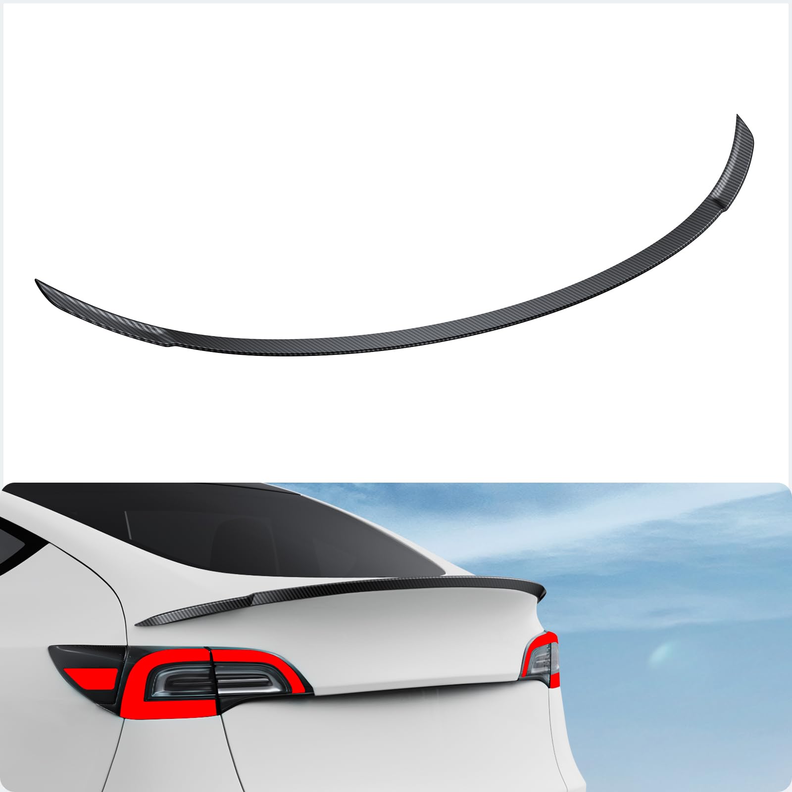BASENOR Upgrade Tesla Model Y Pro Spoiler ABS Material Rear Spoiler Wing OEM (Matte Carbon Fiber) Rear Trunk Lip Model Y Pro Accessories Custom Fit 2020-2024