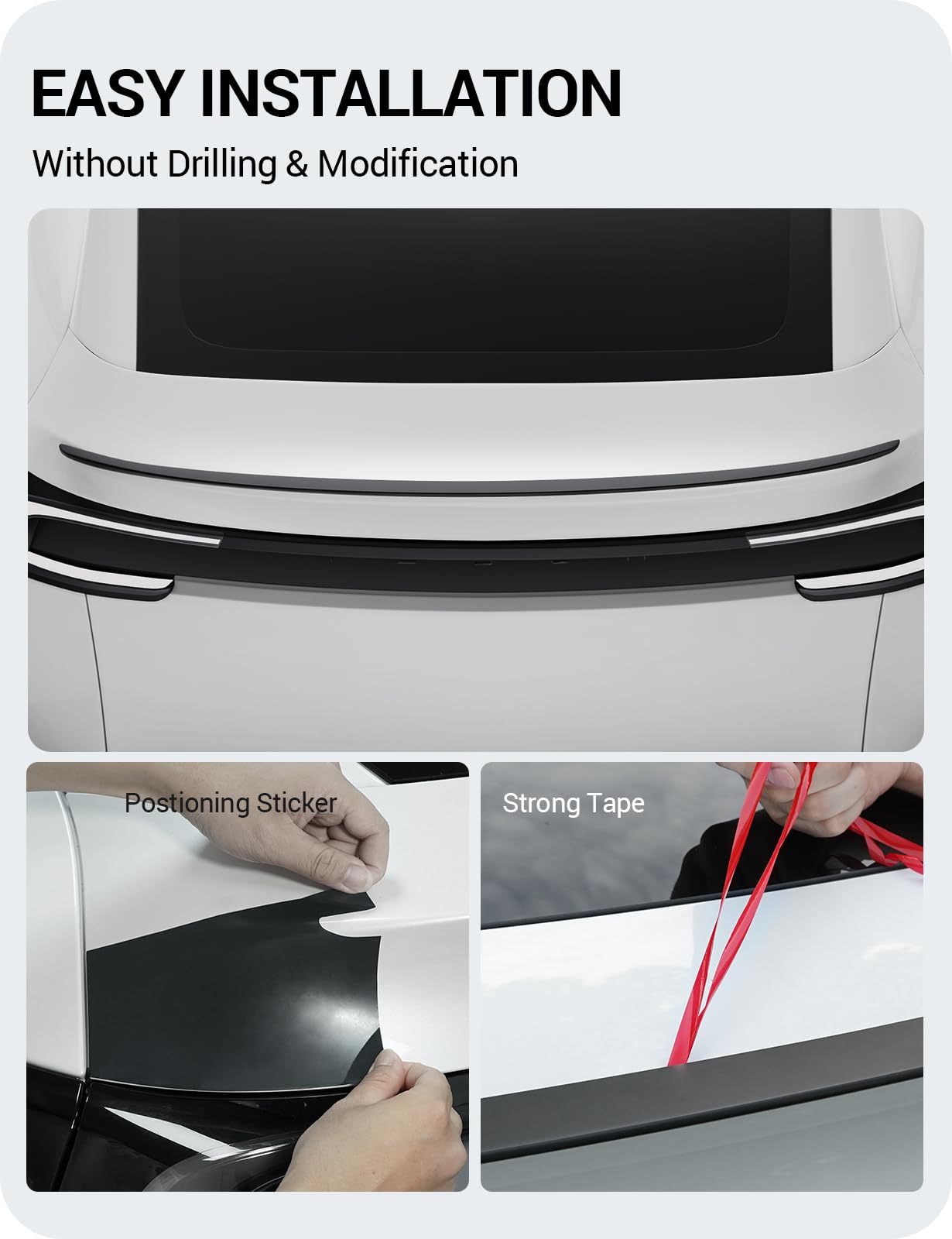 BASENOR 2025 2026 Tesla Model Y Juniper Rear Spoiler Wing ABS OEM Rear Trunk Lip Sporty Appearance Model Y Refresh Exterior Accessories Matte Black