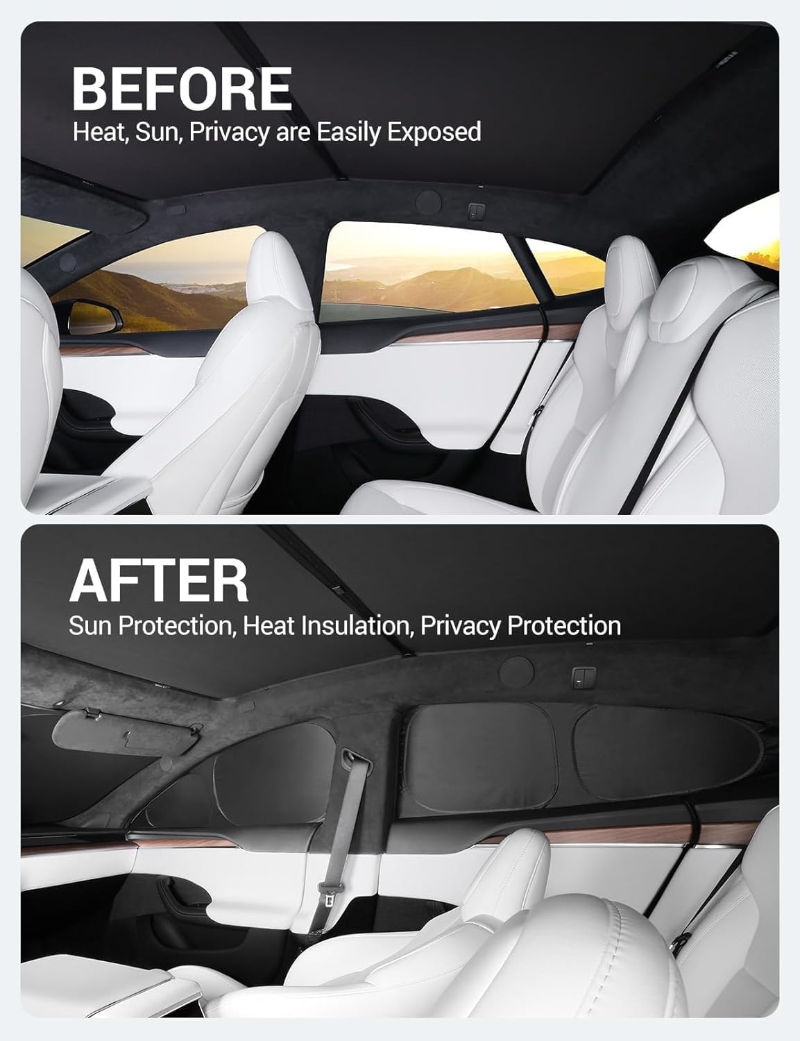 BASENOR 6PCS 2022-2025 Tesla Model S/Model S Plaid Side Window Sunshade