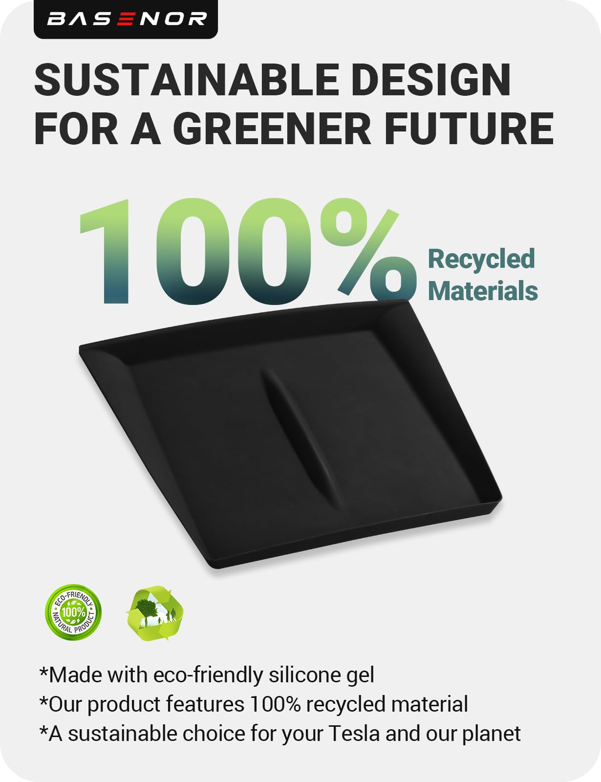 BASENOR Upgrade Center Console Wireless Charger Mat for 2024 2025 Model 3 Highland Silicone Cover Wireless Charging Phone Pad Interior Accessories