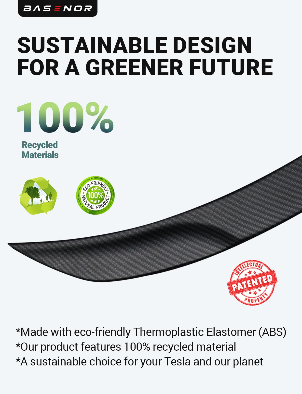 BASENOR 2024 2025 Tesla Model 3 Performance Spoiler ABS Material Rear Spoiler Wing OEM (Matte Carbon Fiber) Rear Trunk Lip Model 3 Performance Accessories