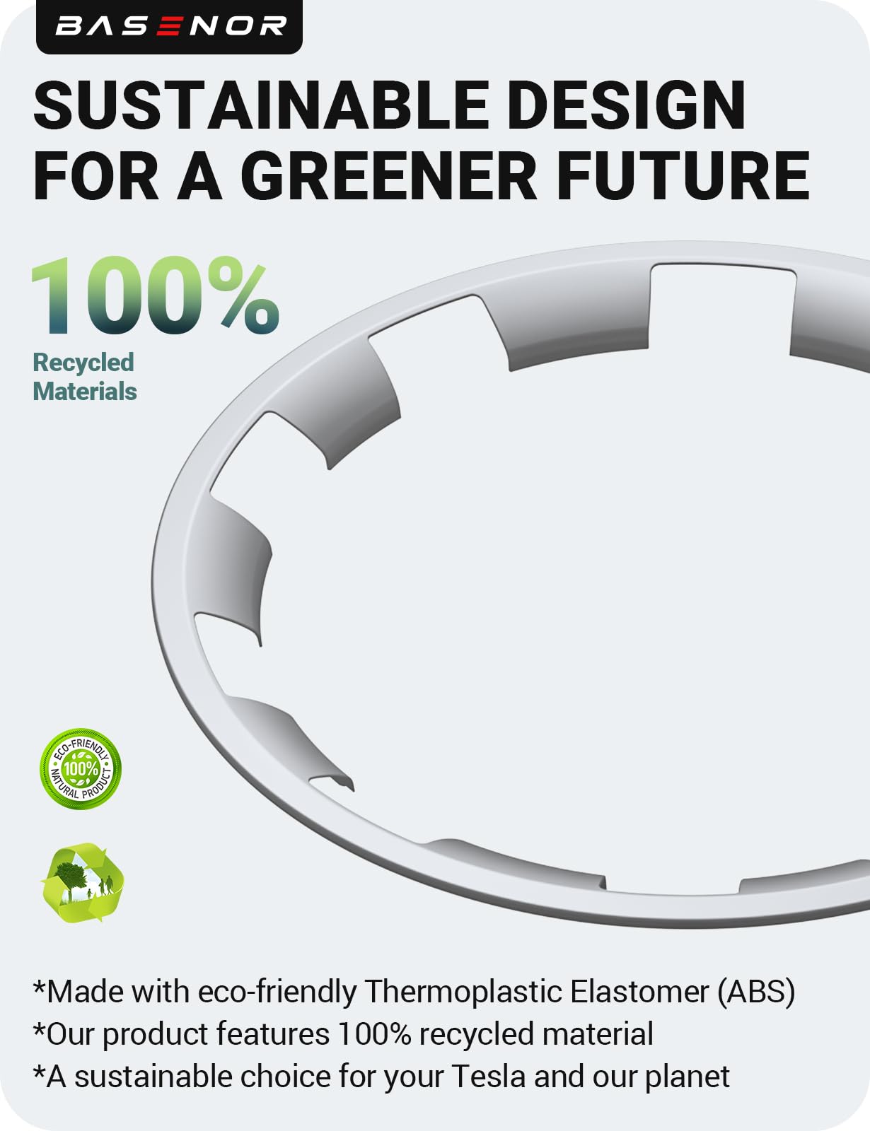 BASENOR 2026 2025 Tesla Model Y Juniper 20 Inch Wheel Rim Protector, Rim Guard Hubcap Curb Rash Cover, Car Protection Tire Trim Rings for Model Y Exterior Accessories Silver