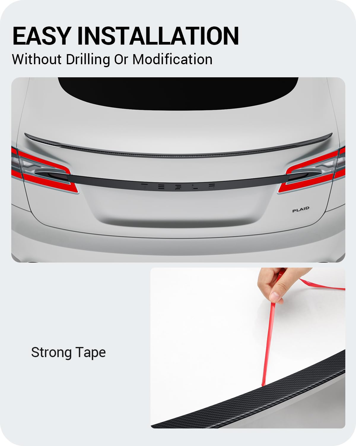 BASENOR 2022-2025 Tesla Model S Performance Spoiler ABS Material Rear Spoiler Wing OEM (Matte Carbon Fiber) Rear Trunk Lip Model S Pro Accessories