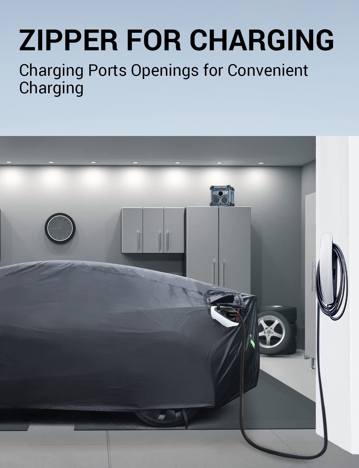 BASENOR Tesla Car Cover for Model Y 2020-2026, Waterproof All-Weather Outdoor Shield from UV Sun, Snow & Dust, Full Exterior Cover w/Zipper Access & Charging Port (Standard, Premium & Performance)