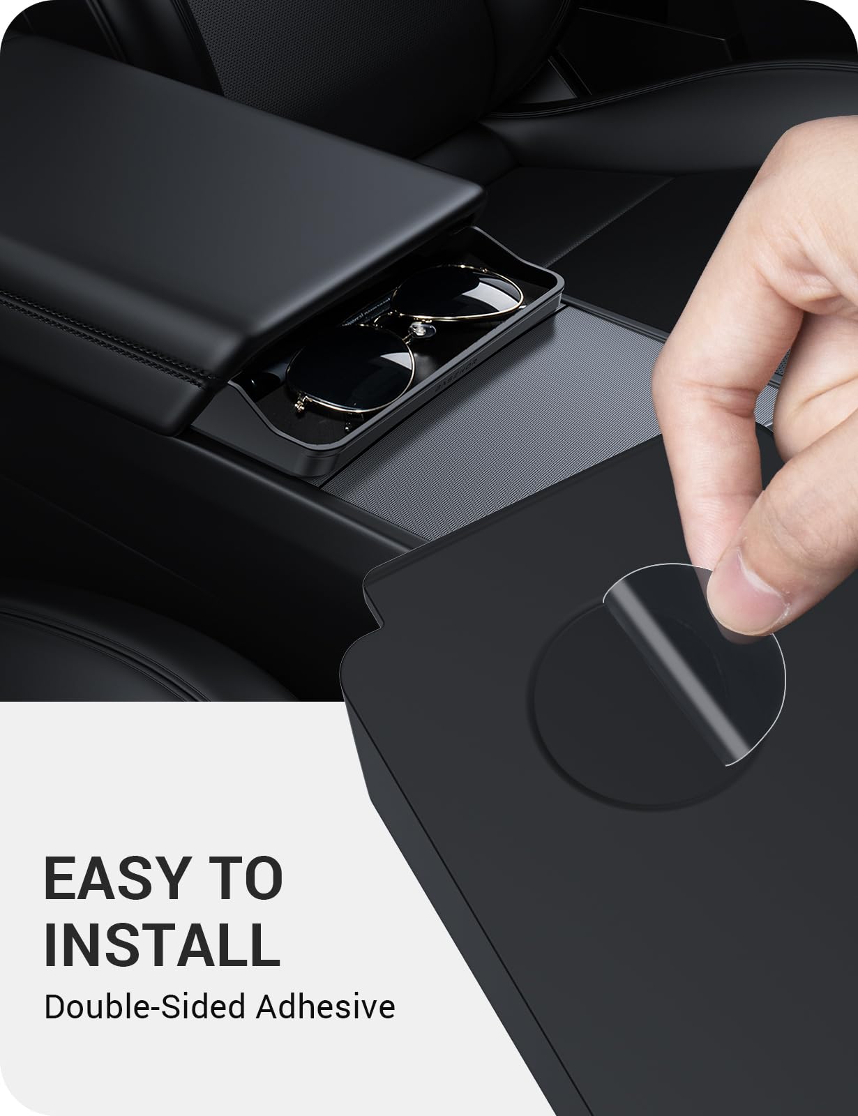 BASENOR Center Console Sunglasses Holder for 2024 2025 Tesla Model 3 Highland Model Y 2025 Refresh (Juniper), Armrest Key Card Phone Holder Storage Box Key Interior Accessories