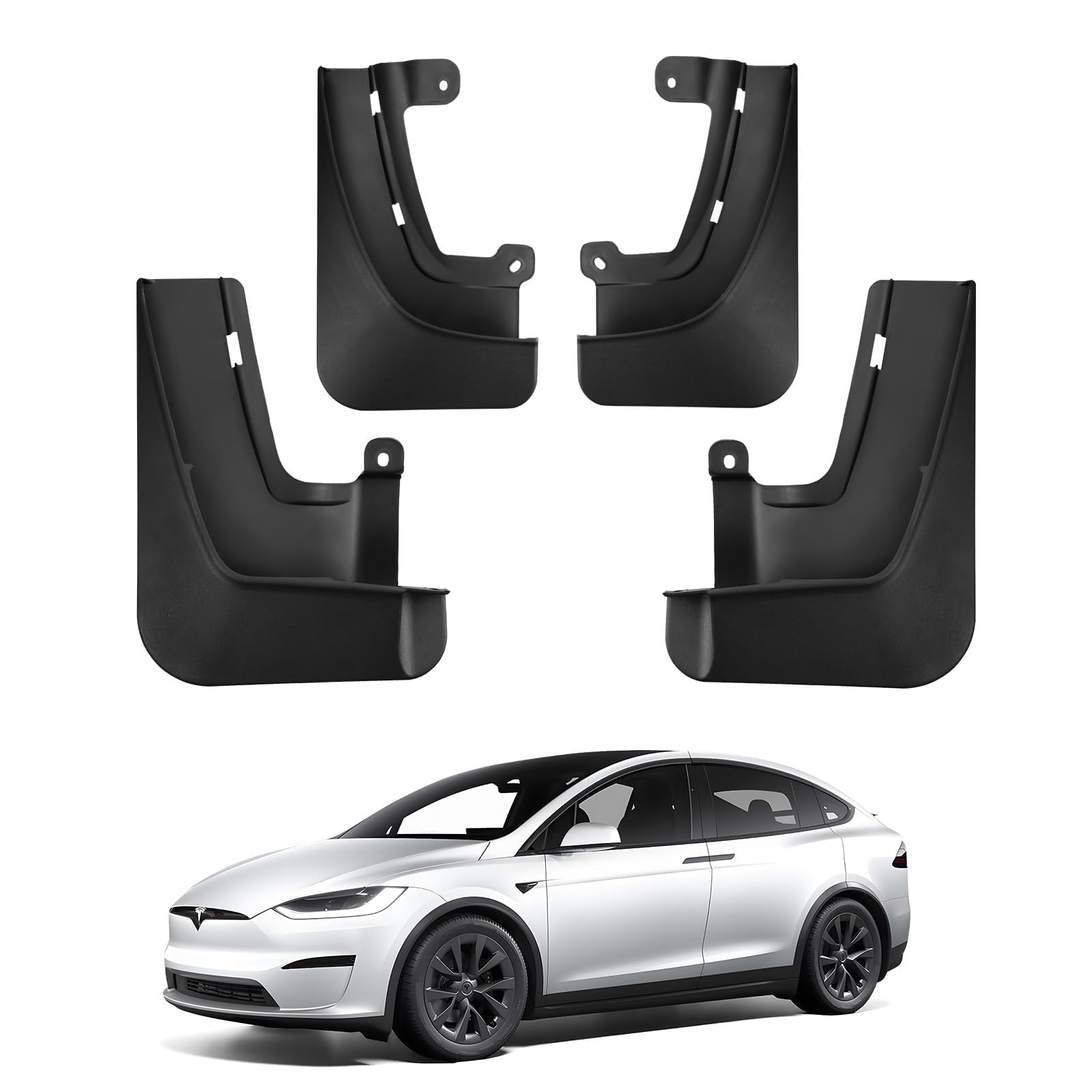BASENOR 2025 New Version Tesla Model X/Model X Plaid Mud Flaps Splash Guards No Drilling No Tape Mudguards Vehicle Tire Protector Mudflaps for 2022-2025 Tesla Exterior Accessories (Set of 4)