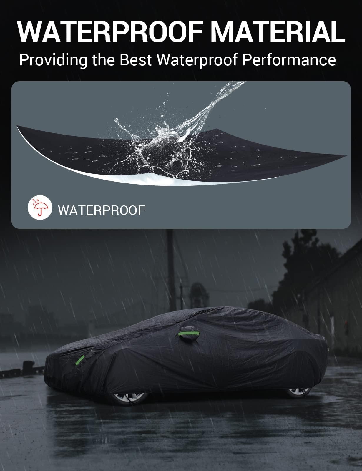 BASENOR 2026 Upgrade Tesla Car Cover for Model S Model S Plaid All-Weather Waterproof UV Protection Full Exterior Accessories with Charge Port Opening & Ventilated Mesh 2012-2026