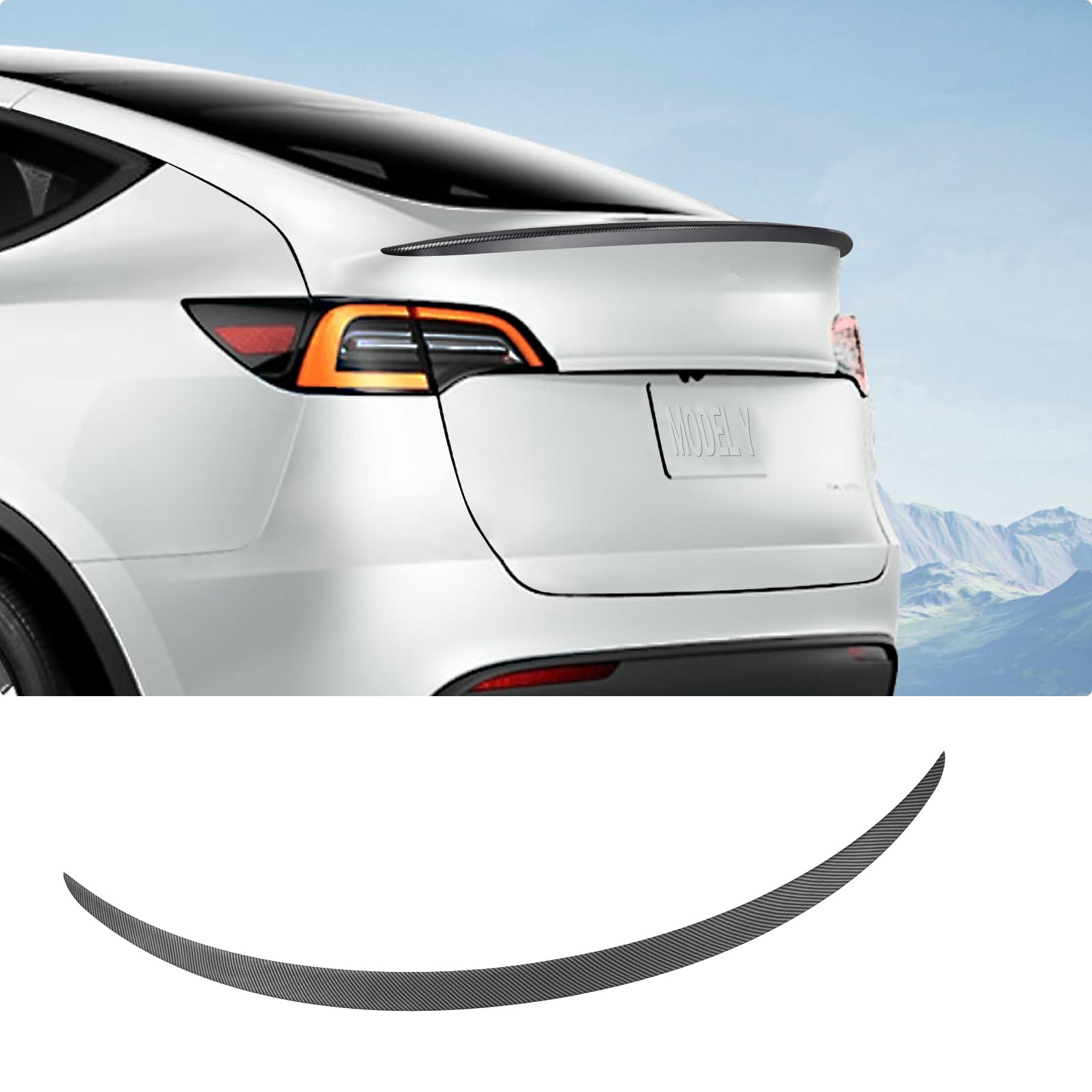 BASENOR 2020-2024 Tesla Model Y Spoiler ABS Material Rear Spoiler Wing OEM Rear Trunk Lip Model Y Accessories Matte Carbon Fiber Custom Fit 2020-2024