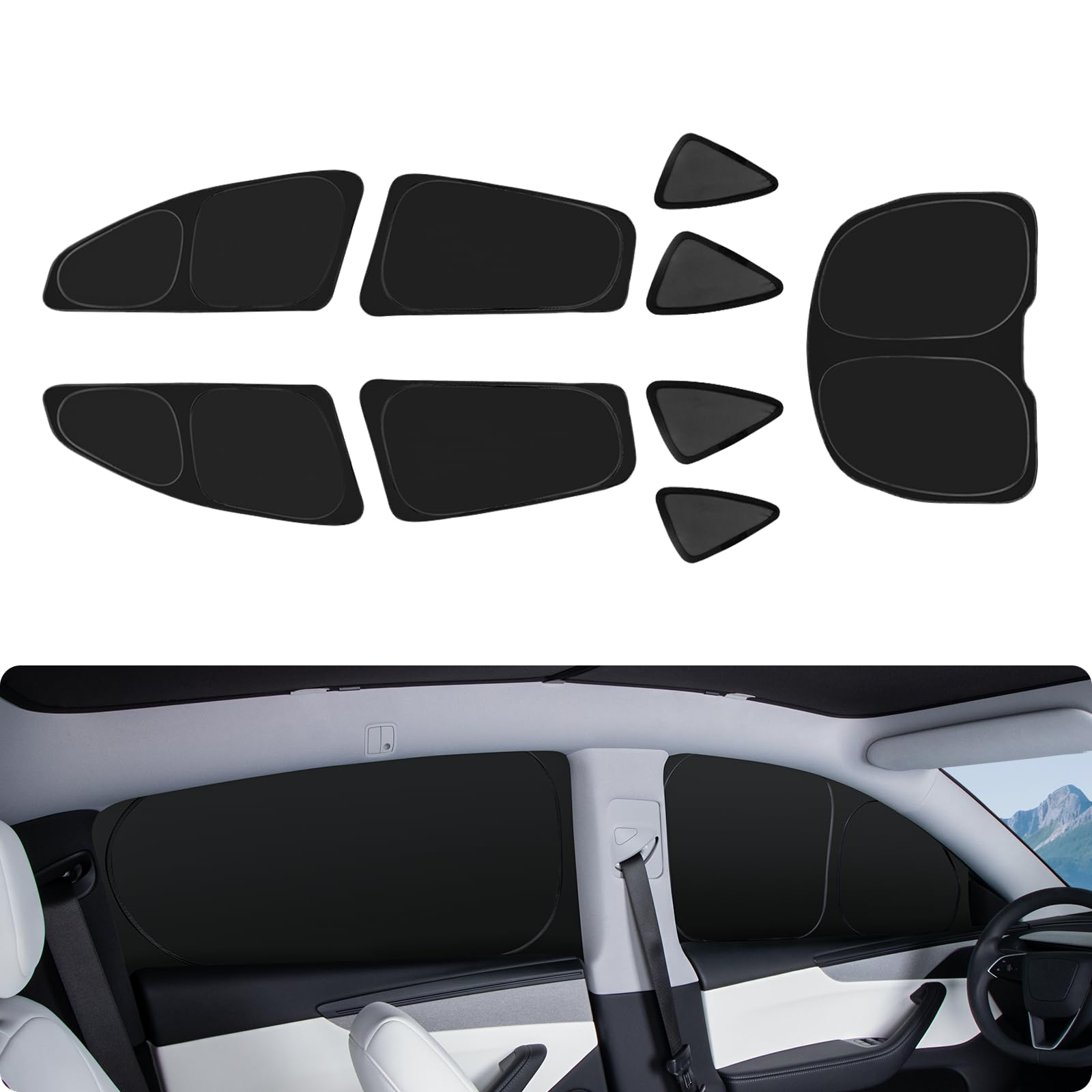 BASENOR 2020-2026 Tesla Model Y Sunshade Side Windows for Kids & Camping & Privacy Rest