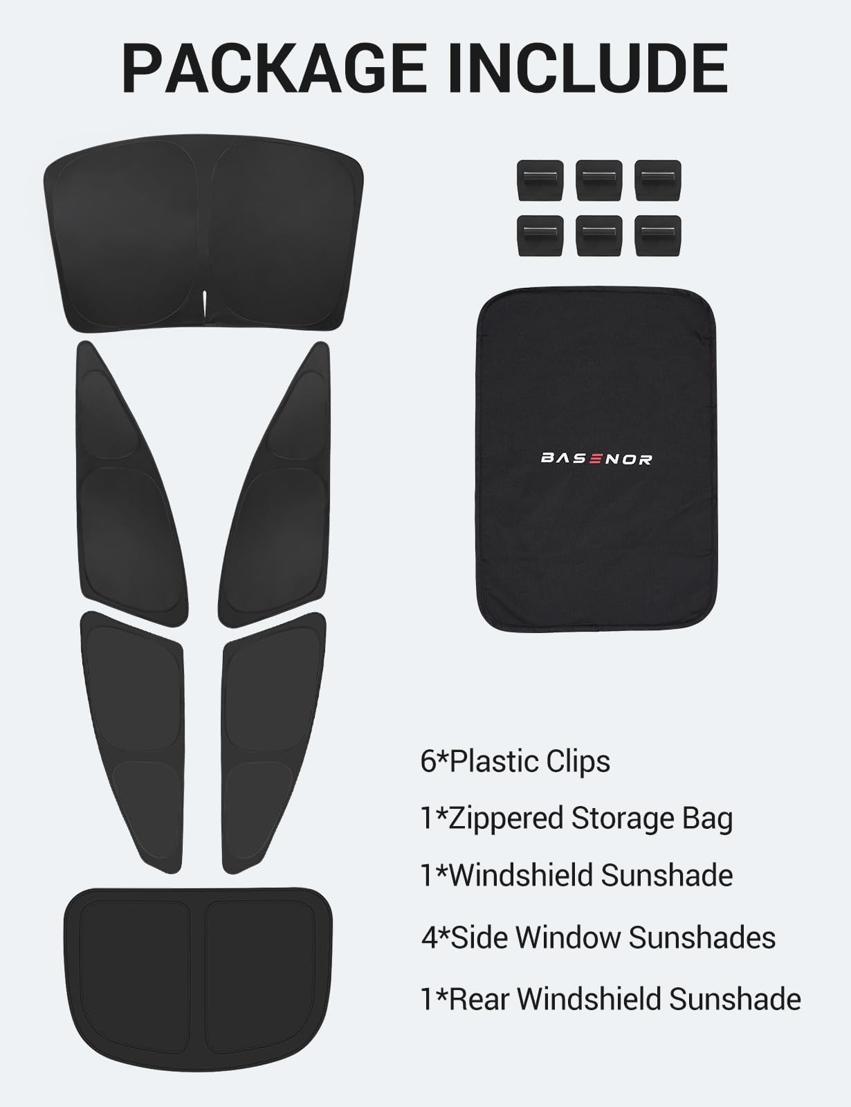 BASENOR 6PCS 2022-2025 Tesla Model S/Model S Plaid Side Window Sunshade