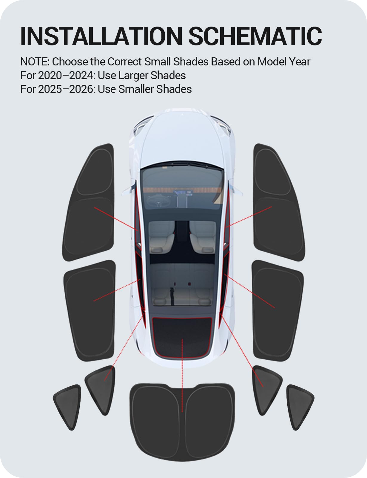 BASENOR 2020-2026 Tesla Model Y Sunshade Side Windows for Kids & Camping & Privacy Rest