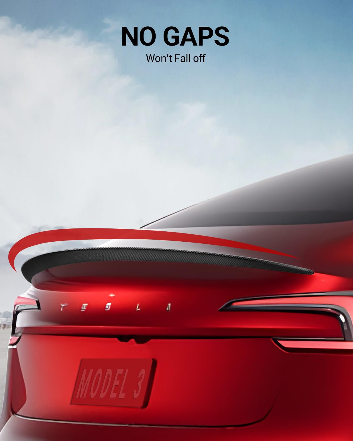 BASENOR Spoiler for 2024 2025 Tesla Model 3 OEM Rear Spoiler Wing Performance Rear Trunk Lip Model 3 Accessories Highland Matte Carbon Fiber Gen 2