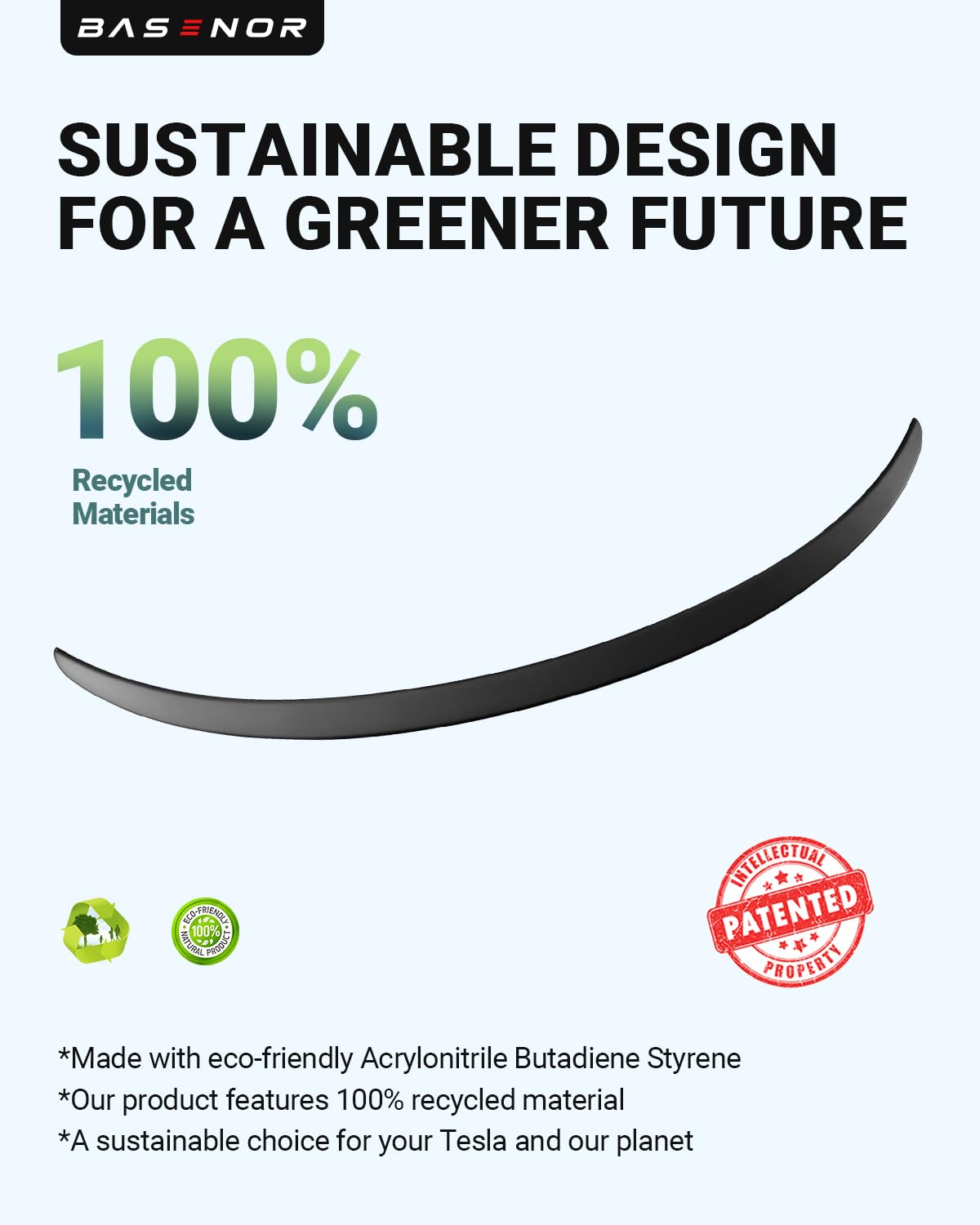 BASENOR 2025 Tesla Model 3 Spoiler OEM Rear Spoiler Wing Performance Rear Trunk Lip ABS Material Model 3 Accessories Highland 2024 2025 Matte Black Gen 2