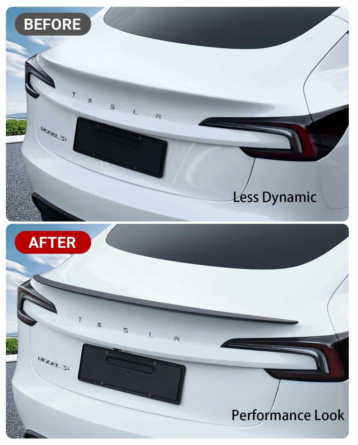 BASENOR Spoiler for 2024 2025 Tesla Model 3 OEM Rear Spoiler Wing Performance Rear Trunk Lip Model 3 Accessories Highland Matte Carbon Fiber Gen 2