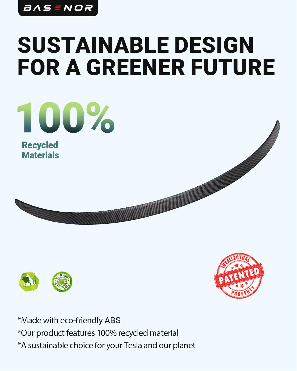 BASENOR Spoiler for 2024 2025 Tesla Model 3 OEM Rear Spoiler Wing Performance Rear Trunk Lip Model 3 Accessories Highland Matte Carbon Fiber Gen 2