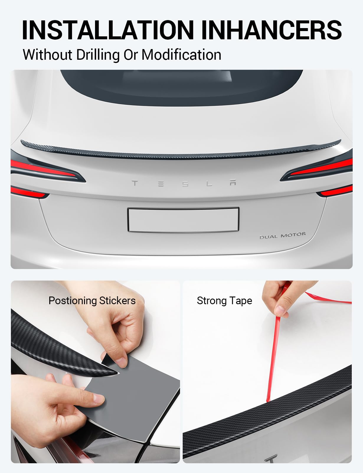 BASENOR 2024 2025 Tesla Model 3 Performance Spoiler ABS Material Rear Spoiler Wing OEM (Matte Carbon Fiber) Rear Trunk Lip Model 3 Performance Accessories