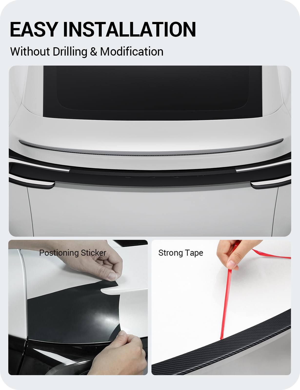 BASENOR 2025 2026 Tesla Model Y Rear Spoiler Wing ABS OEM Rear Trunk Lip Sporty Appearance Model Y Juniper Exterior Accessories Matte Carbon Fiber