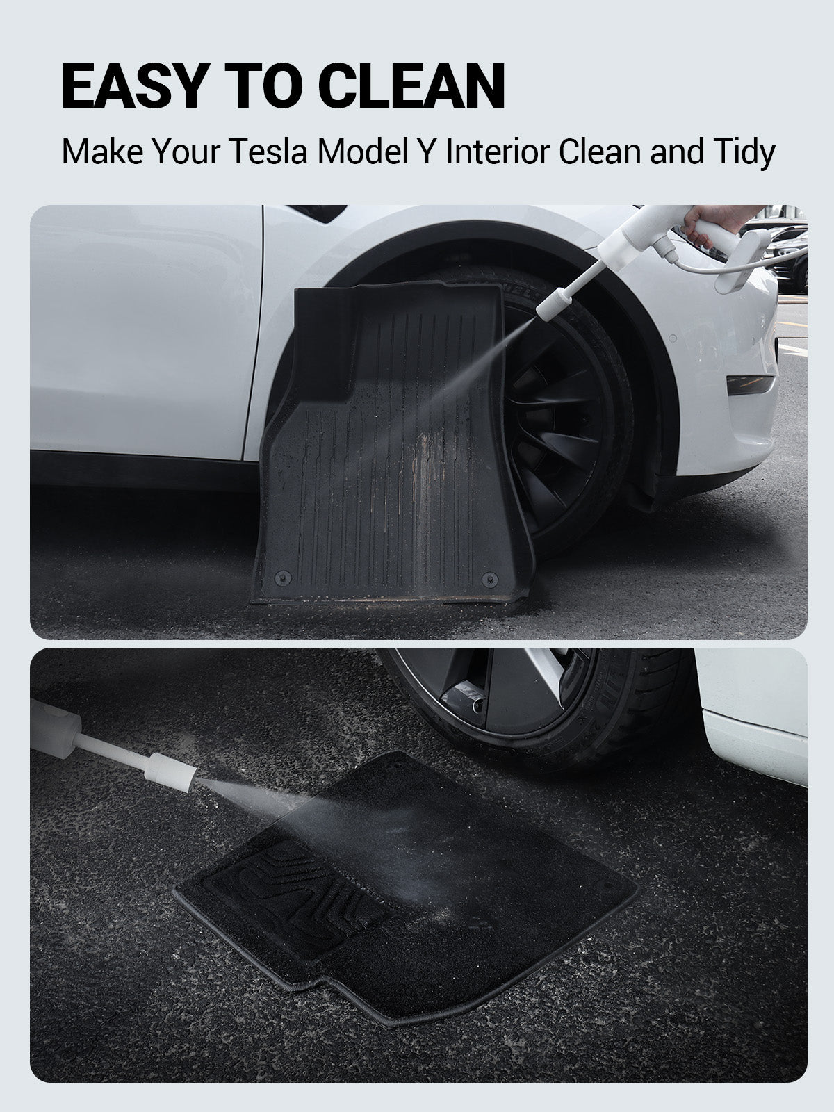 BASENOR Tesla Model Y Floor Mats Set All Weather Waterproof TPE Floor Mat Removable Anti-Slip Carpet Interior Liners Model Y Accessories 2020-2024 (3 PCS)