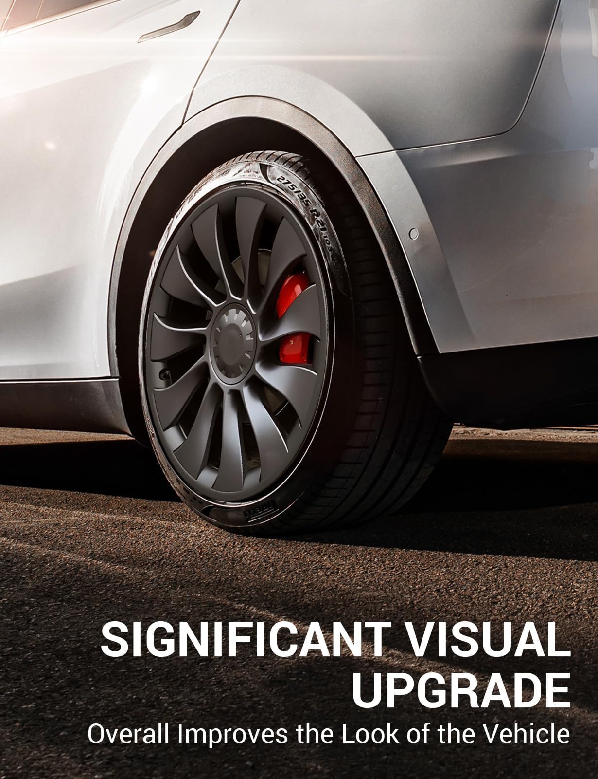 BASENOR Tesla Model Y 21 Inch Wheel Rim Protector ABS Rim Guard Hubcap Curb Rash Cover Car Protection Tire Trim Rings for Model Y Exterior Accessories