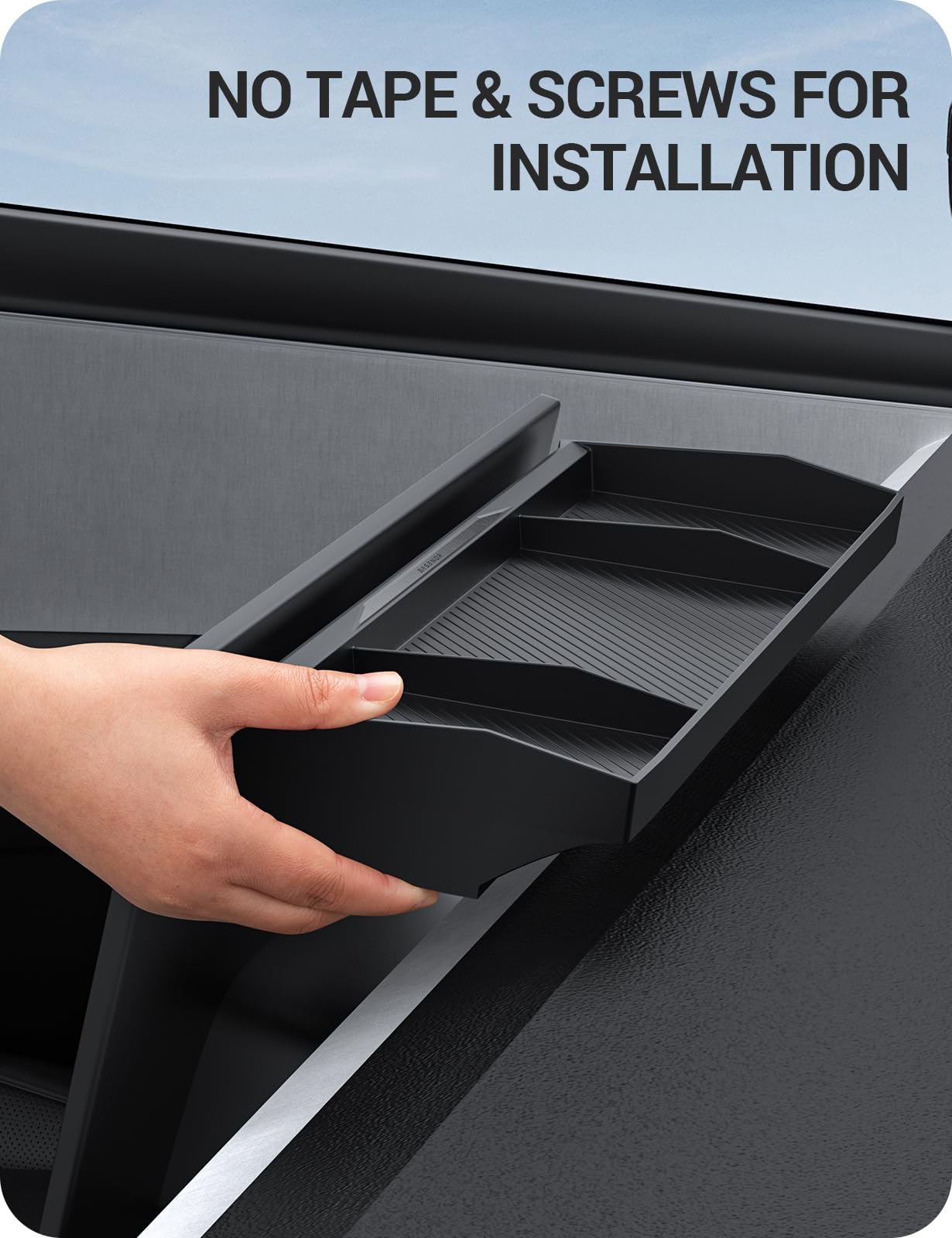 BASENOR Upgraded Center Console Organizer Dashboard Hidden Storage Box for Cybertruck Behind Screen Storage Tray Sunglasses Holder for 2024 2025 Tesla Cybertruck Accessories