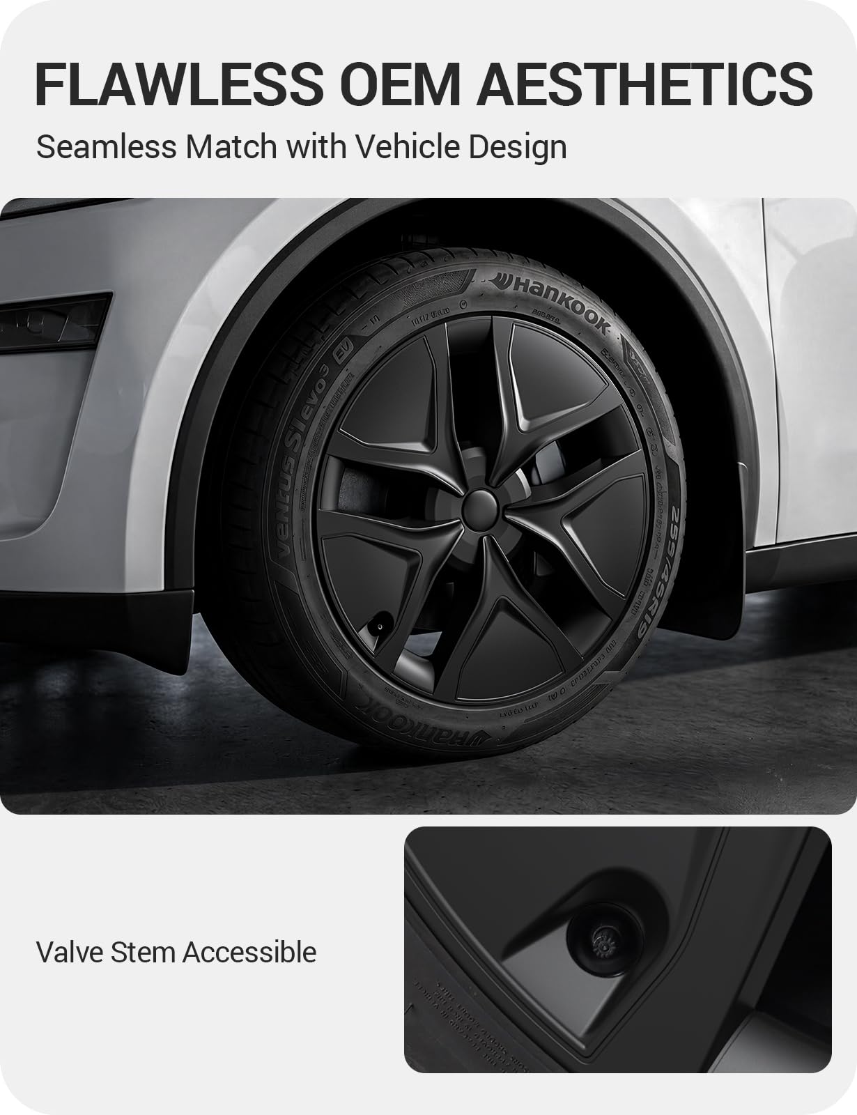 2025-2026 Tesla Model Y Juniper 19" Wheel Covers - Aerodynamic Hubcaps Matte Black | BASENOR