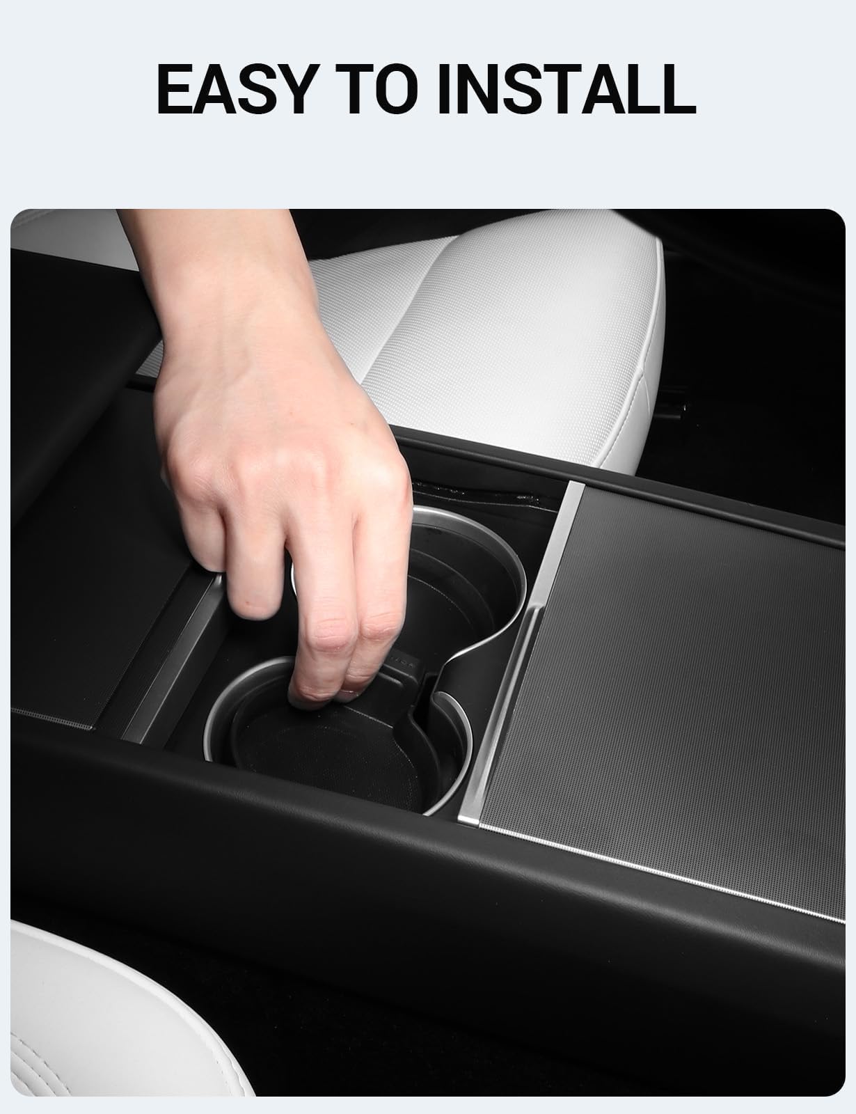 BASENOR 2024 2025 Tesla Model 3 Cup Holder Insert Mat for New Tesla Model Y 2025 Refresh (Juniper) TPE Center Console Mat for Model 3 Interior Accessories Highland